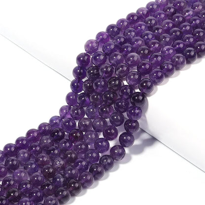 Natural Amethyst Crystal Beads 5A Round 15 Inch Strand - Smarsty