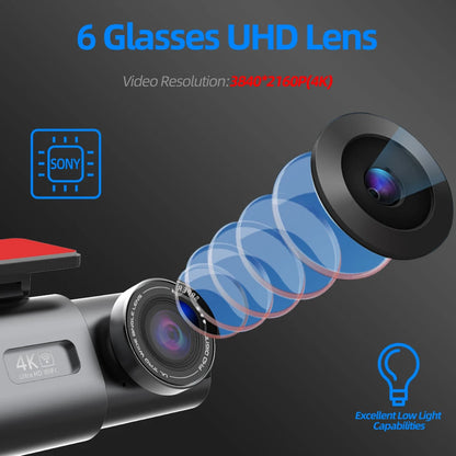 4K Dash Cam Dual Lens Night Vision With GPS VideoRecording - Smarsty