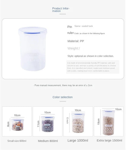 4Pcs Sealed Storage Box Transparent Kitchen Food Grain Organizer Storage Tank Plastic Large capacity Moisture-proof Sealed Jars