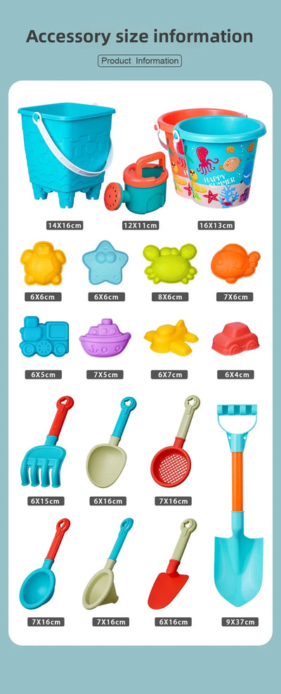 Summer Beach Set Toys For Kids Digging Sand Plastic Bucket Watering Bottle Shovels Children Beach Water Game Toys Tools by Smarsty