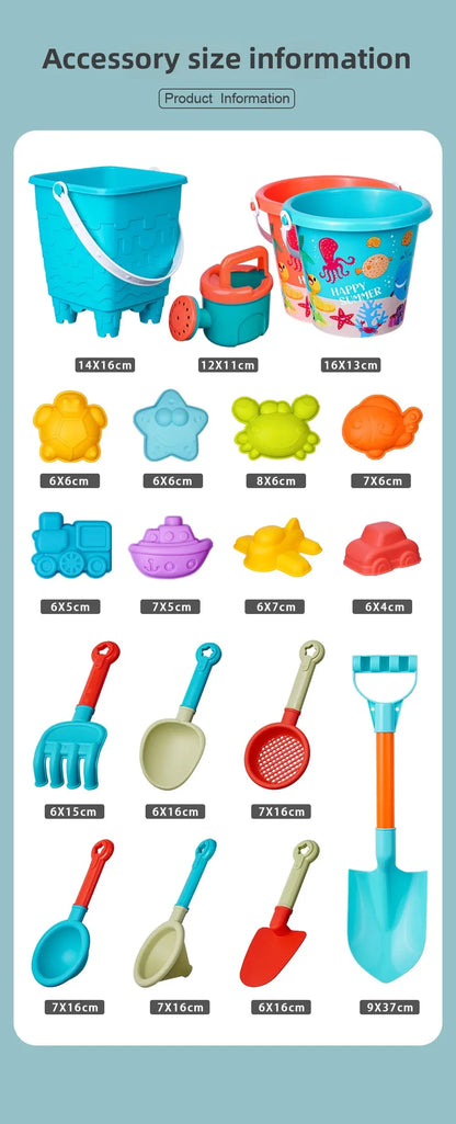 Summer Beach Set Toys For Kids Digging Sand Plastic Bucket Watering Bottle Shovels Children Beach Water Game Toys Tools