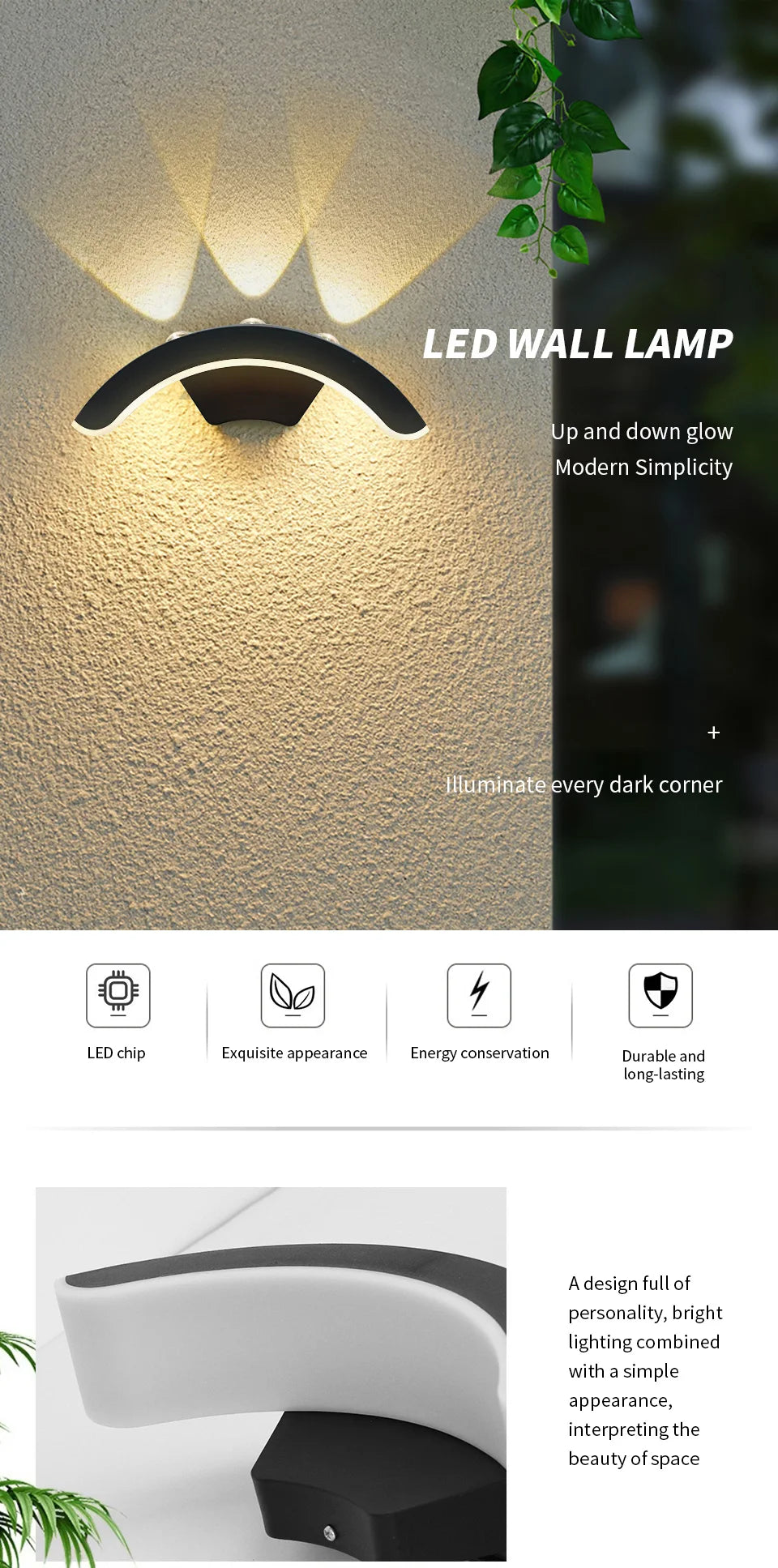 LED Outdoor Wall Light with Motion Sensor for Security - Smarsty