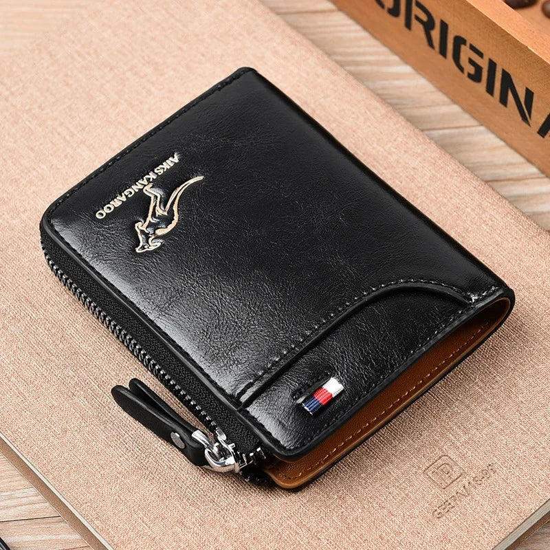 ANTI RFID Blocking Protection for Men High Quality Wallet Zipper Business Card Holder Purse Luxury Wallets Carteira Masculina - Smarsty