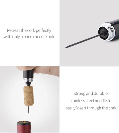 Portable 2in1 Air Pressure Wine Opener with Foil Cutter - Smarsty