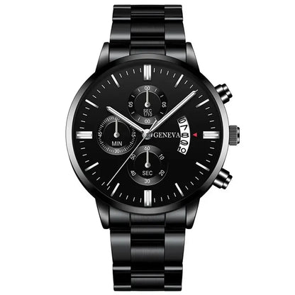 Luxury Black Stainless Steel Quartz Watch for Men - Smarsty