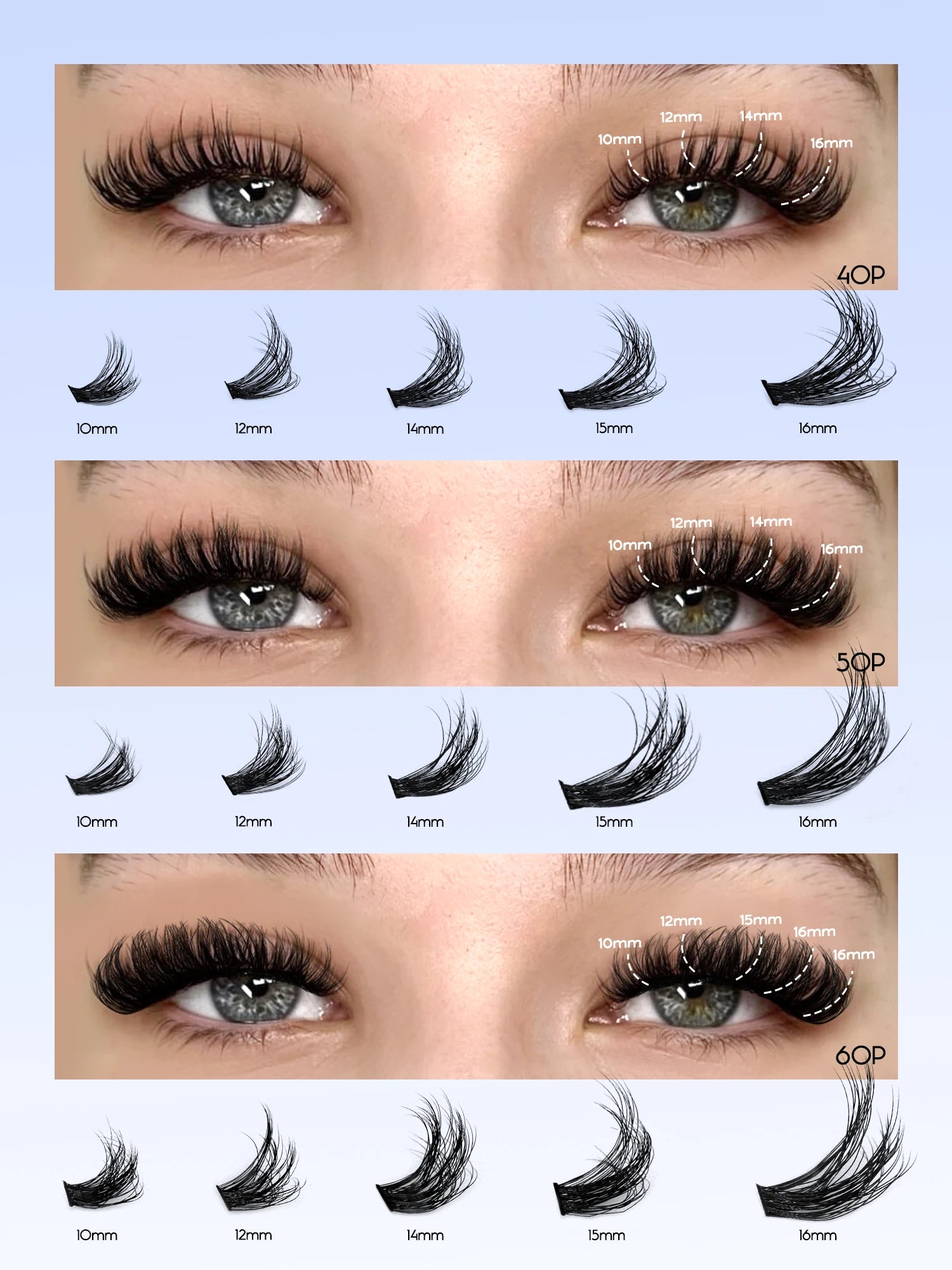 GROINNEYA Fluffy Cluster Lashes Kit for Volume Eyelash Extensions - Smarsty