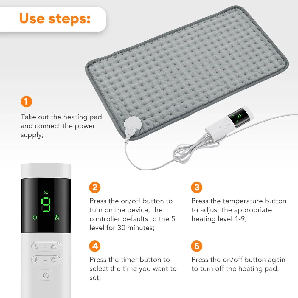 Electric Heating Pad Pet Heat Mat with 9 Levels Constant Temp 4 Mode Timer Body Warming Thermal Mat for Abdomen Hand Thermal Mat - Smarsty