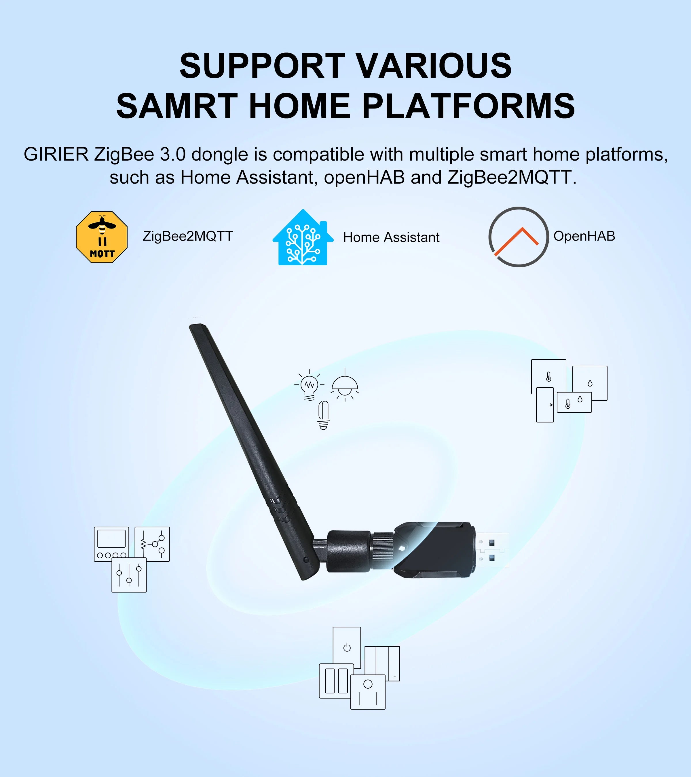 GIRIER ZigBee 3.0 USB Dongle Gateway for Smart Home - Smarsty