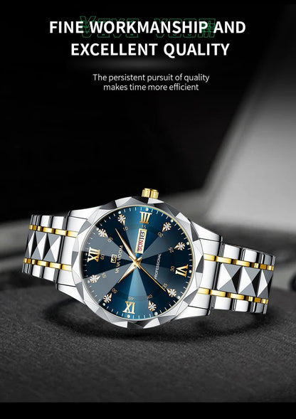 Luxury Men’s Water Resistant Quartz Watch with Night Glow - Smarsty