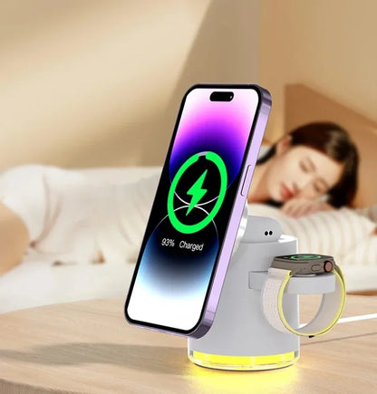 Qi2 3 In 1 Wireless Charger Station With Night Lamp - Smarsty