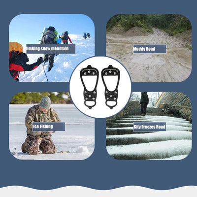 8 Teeth Ice Gripper Spike for Shoes Winter Outdoor Anti-Slip Hiking Mountain Climbing Ice Snow Crampons Anti-slip Shoe Covers - Smarsty