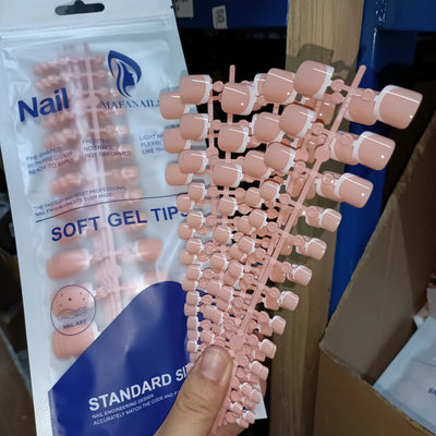 120 Pieces Pink Square Toe Nail Tips Full Cover Extensions - Smarsty