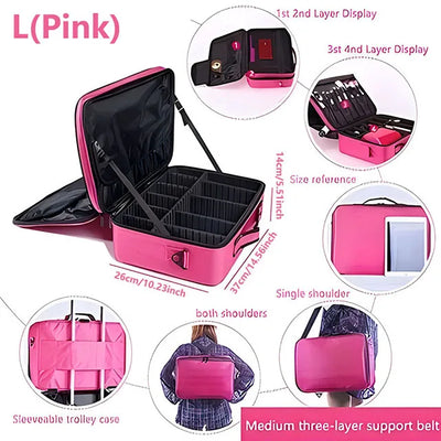 Large Capacity Travel Makeup Case Cosmetic Organizer - Smarsty