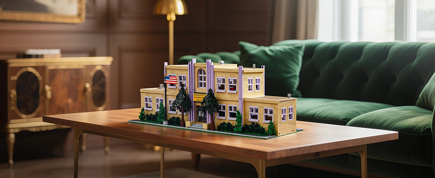 3500PCS Springfield Elementary School Building Blocks Idea Anime Street View Modular Architecture Brick Model Toy Christmas Gift