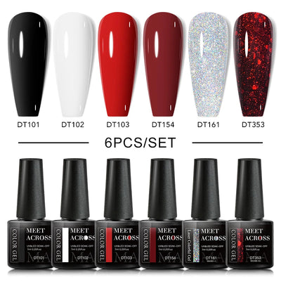 Glitter Red Silver Gel Nail Polish Set for Stunning Nail Art - Smarsty
