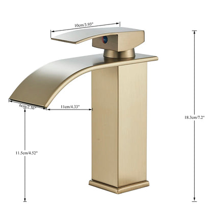 Brushed Gold Waterfall Bathroom Sink Faucet Mixer - Smarsty