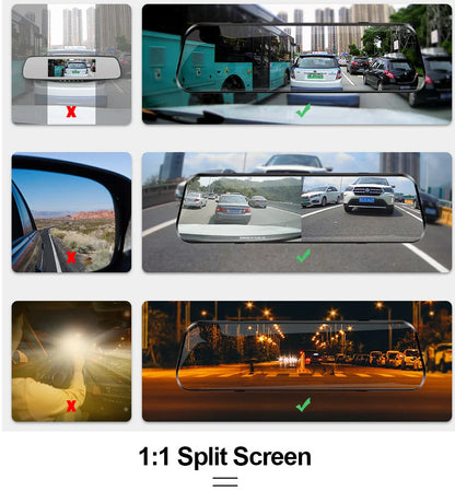 Dual 1080P Car DVR Touch Screen Rearview Night Vision - Smarsty