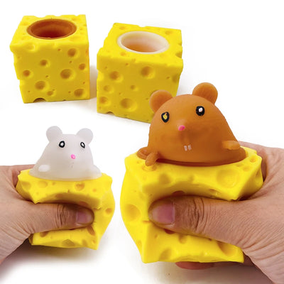 Stress-relieving Pet Cheese Mouse Cheese Pinch Fun Stress Ball Vent Squirrel Cup Prank Toy Fidget Toys - Smarsty