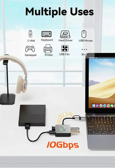 USB C Hub Docking Station Multiport 4K HDMI RJ45 VGA - Smarsty