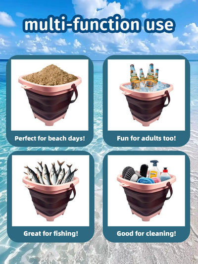 Children's collapsible bucket multi-functional small bucket seaside toys play sand portable play water catch the sea by Smarsty