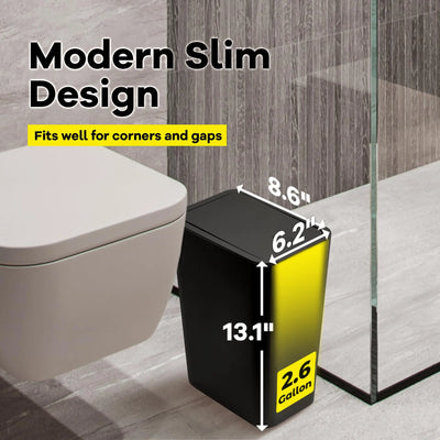 Bathroom Trash Can-10L Small Garbage Can with Press Top Lid for Toilet,Bedroom,Living Room – Plastic Wastebasket with Pop-up Lid - Smarsty