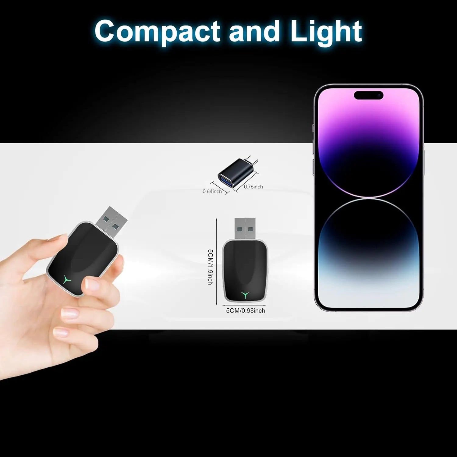 Mini Wireless CarPlay & Android Auto Adapter – Plug & Play Dongle, Convert Wired to Wireless, USB-A/C, Compatible with 2016+ Car