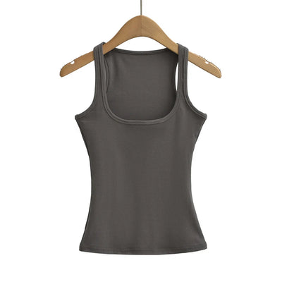 Women Scuplted Square Neck Tank Top - Smarsty