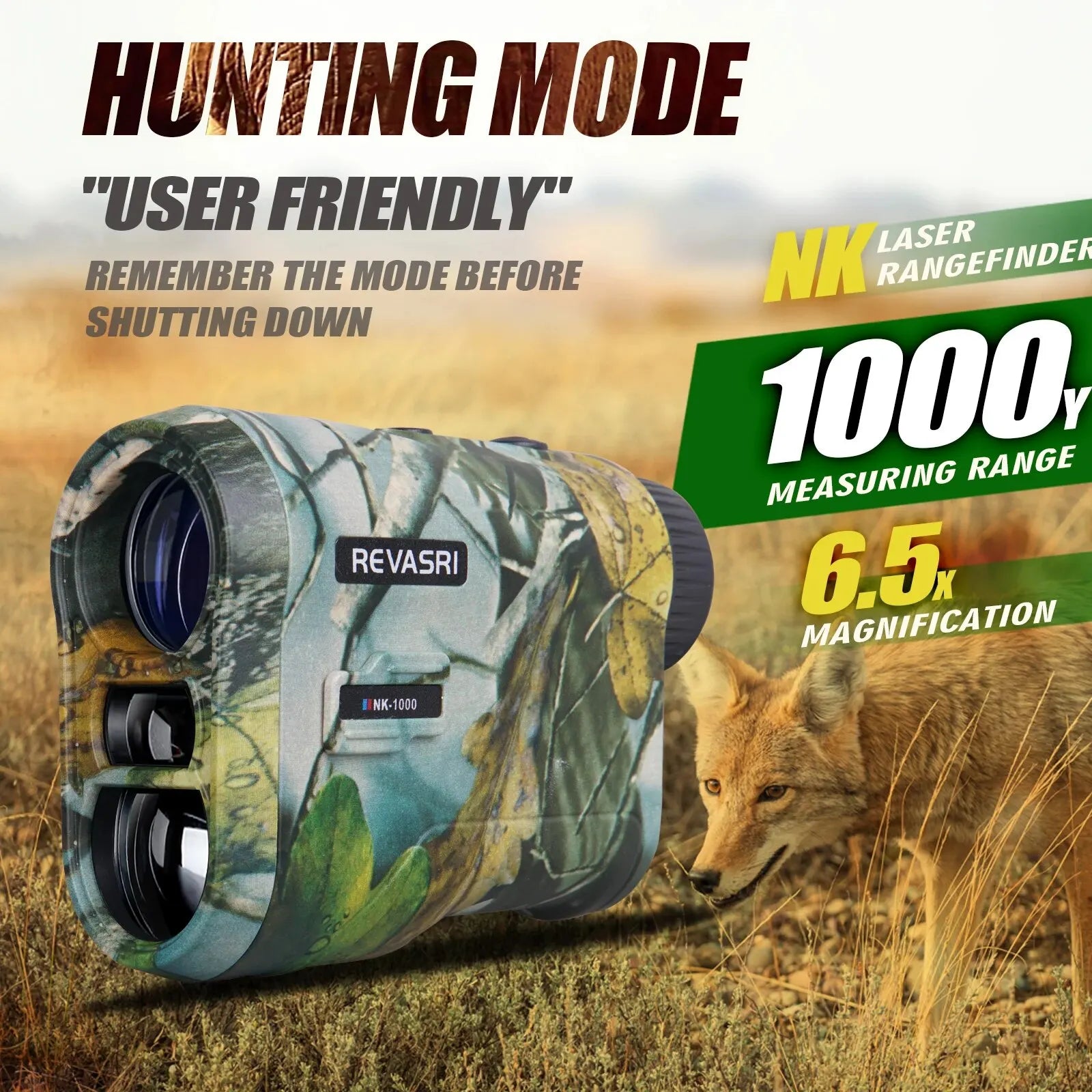 Revasri 1000 Yards Hunting Laser Rangefinder with Rechargeable Battery - Smarsty