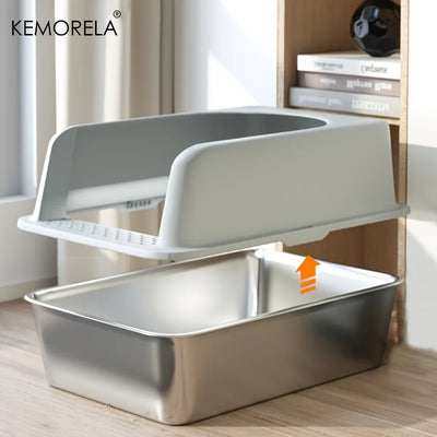 Large Stainless Steel Litter Box With Lid Odor Control - Smarsty