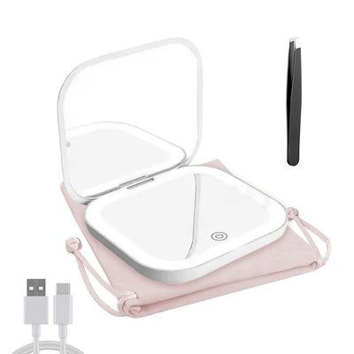 Compact Mini Makeup Mirror with Lights and Magnification - Smarsty