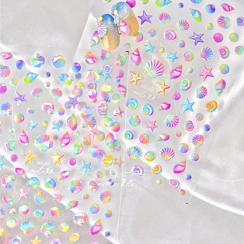 Colorful Seashell Nail Art Stickers for Dreamy Designs - Smarsty