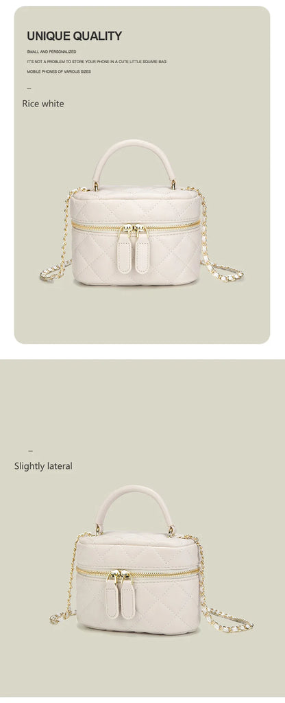 Mini Quilted Crossbody Bag PU Leather Designer Style - Smarsty