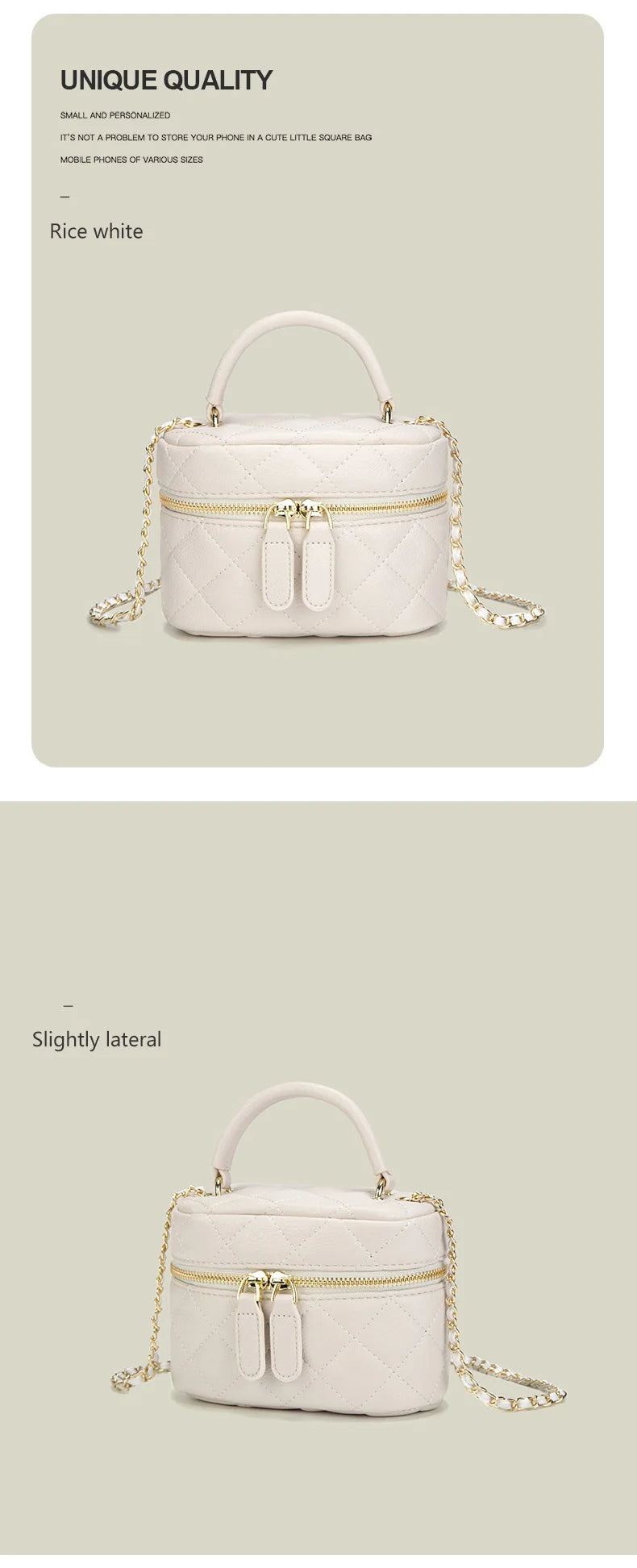 Mini Quilted Crossbody Bag PU Leather Designer Style - Smarsty