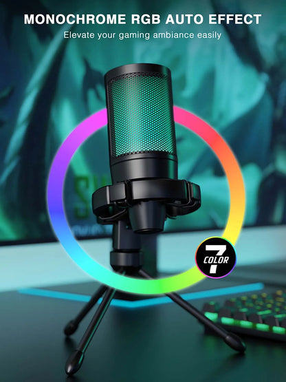 AmpliGame RGB USB Gaming Microphone with Mute Feature - Smarsty