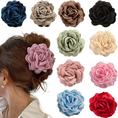 16 Color Rose Flower Hair Claw Clips Medium Secure Grip - Smarsty