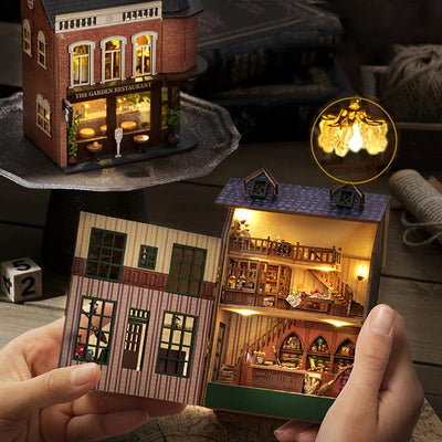 DIY Mini Wooden Doll House Assembly Building Model Pink Princess Villa Architecture Kit 3D Puzzle Dollhouse With Furniture Gifts by Smarsty