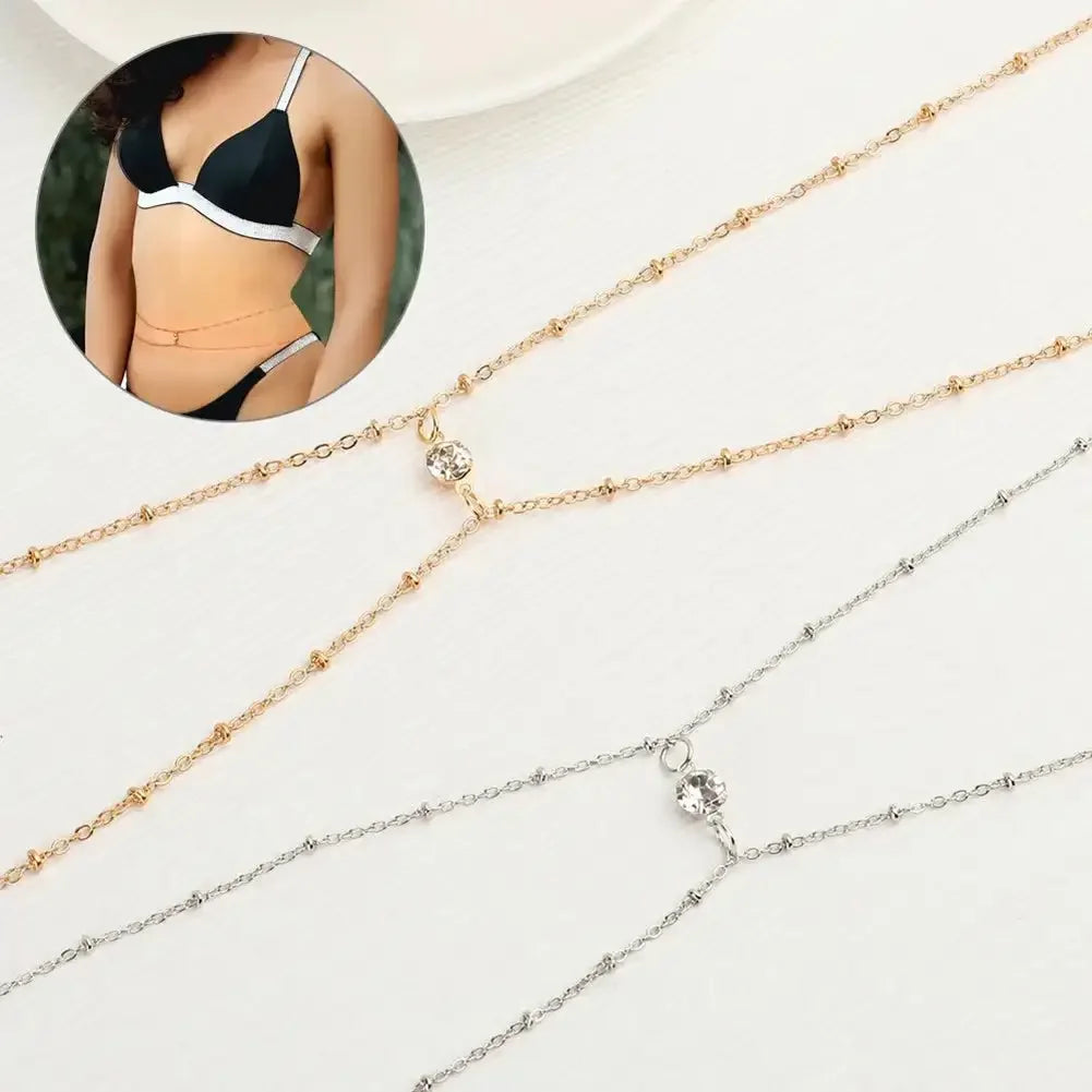 Women’s Boho Rhinestone Metal Waist Chain Jewelry - Smarsty