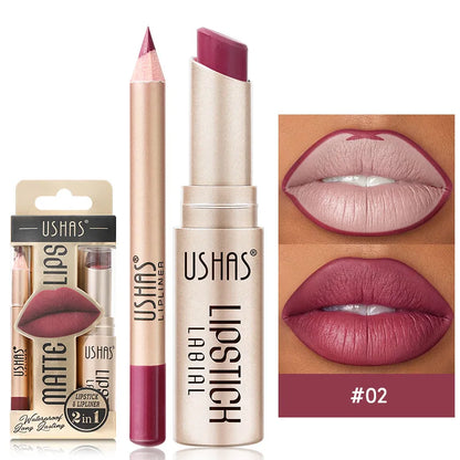 Matte Lipstick and Lip Liner Set Waterproof Long Lasting - Smarsty