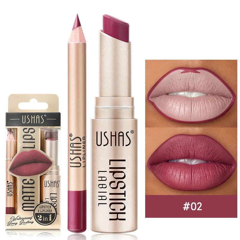 Matte Lipstick and Lip Liner Set Waterproof Long Lasting - Smarsty
