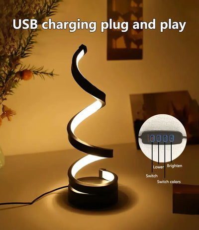 Dimmable LED Spiral Table Lamp for Modern Bedrooms - Smarsty