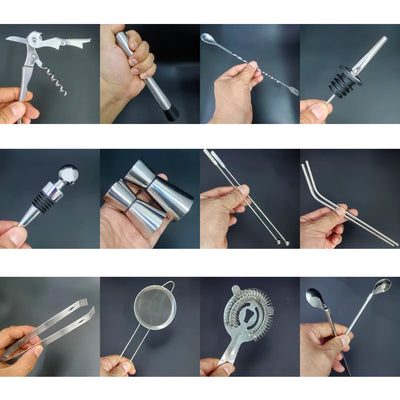 Boston Cocktail Shaker Bar Tool Set with Holder - Smarsty