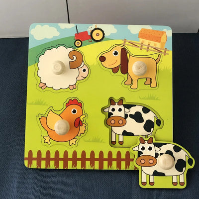 Montessori Toy Wooden Building Blocks Early Learning Educational Toys Color Shape Match Kids Puzzle Toys For Children Boys Girls - Smarsty