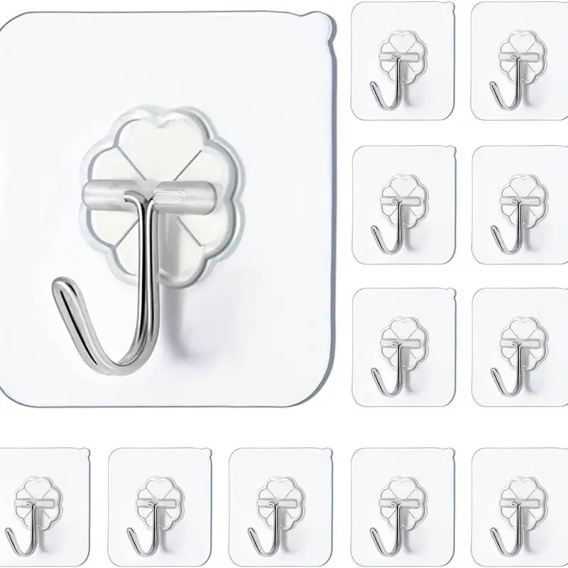 Transparent Self Adhesive Hooks for Easy Storage - Smarsty