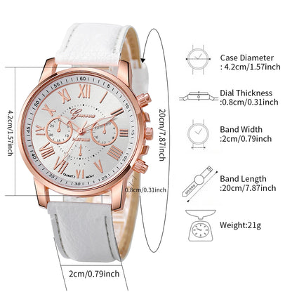 Women's Fashion Quartz Watch Set with Pearls and Leather Band - Smarsty