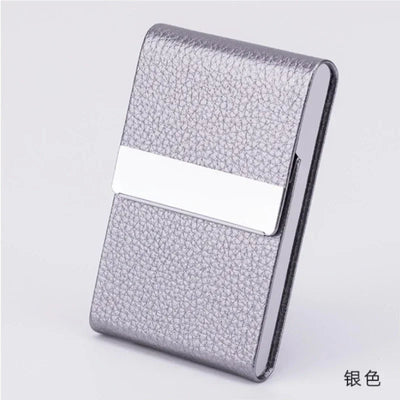 Men Postcard Box Business Multifunction Card Holder Case PU Leather Metal Pocket Holder with Magnetic Shut Cigarette Wallet Case - Smarsty