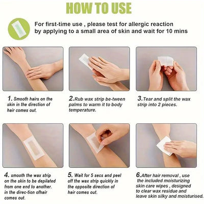 Hair Removal Wax Strip, Portable, Practical, Painless, Fast, Gentle And Non Irritating. 10 Disposable Hair Removal Wax Papers Ar