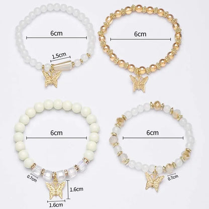 Trendy Butterfly Beaded Bracelet Set for Women - Smarsty