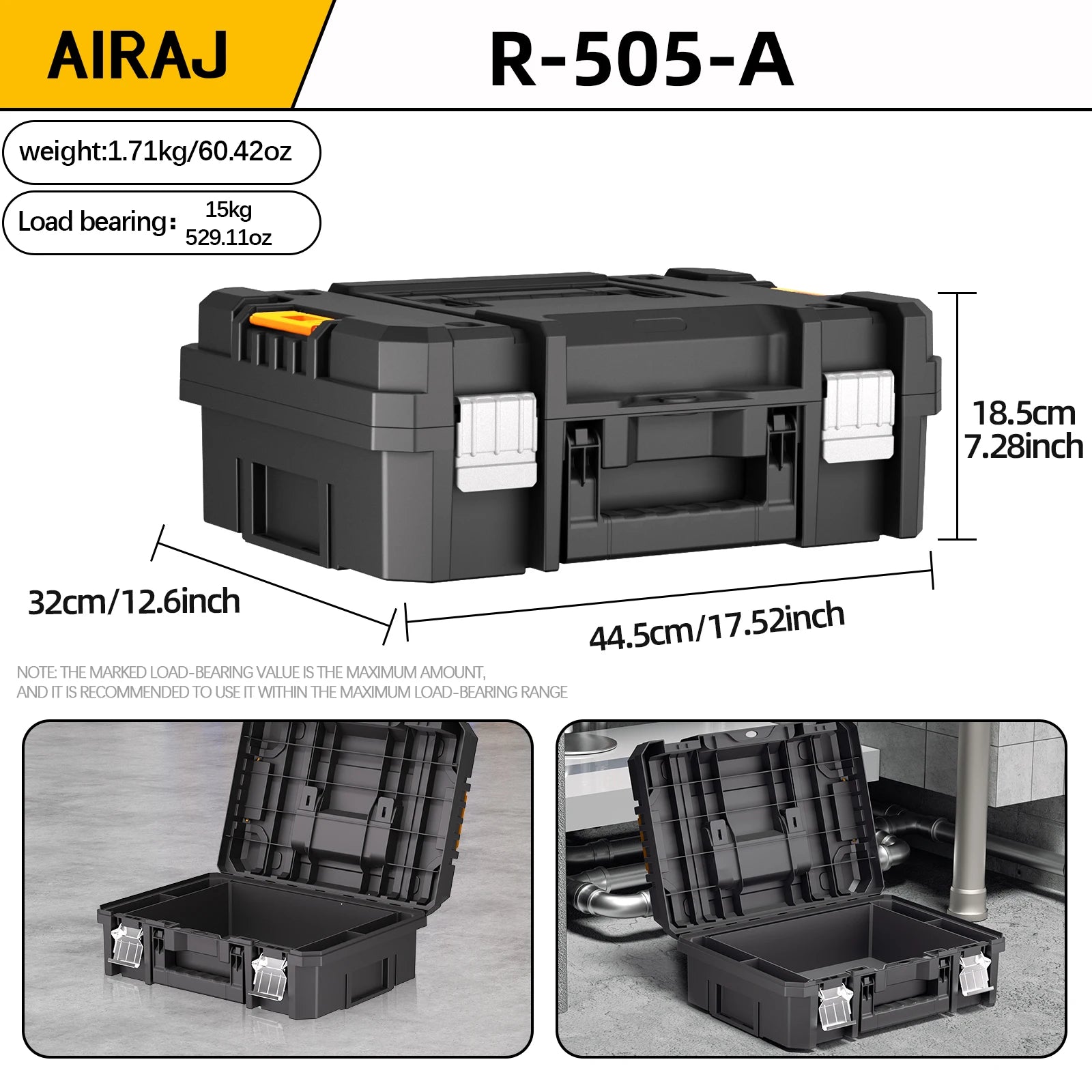 AIRAJ MultiFunctional Tier Stackable Rolling Plastic Portable Folding Tool Storage Box , Suitable for Garage Storage