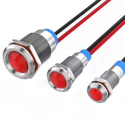 6mm LED waterproof metal indicator light signal light with wire 6V -12V -24V 24V 220V red/yellow/blue/green/white metal button - Smarsty