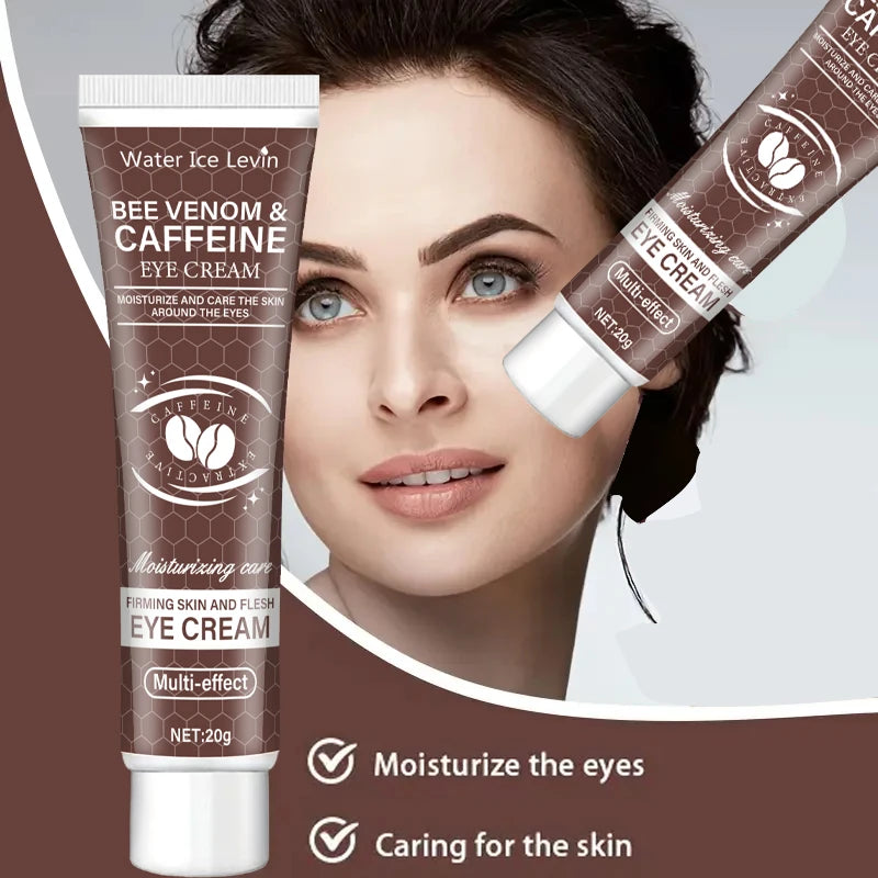 Natural Caffeine Powerful Moisturizing Firming Eye Cream 20g for Puffy and Dark Circles Post-Lifting Area after Using, Reduce Wrinkles and Aging, Light Beige Relaxation - Smarsty